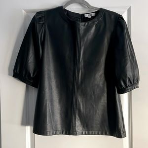 BB Dakota puff sleeve faux leather top